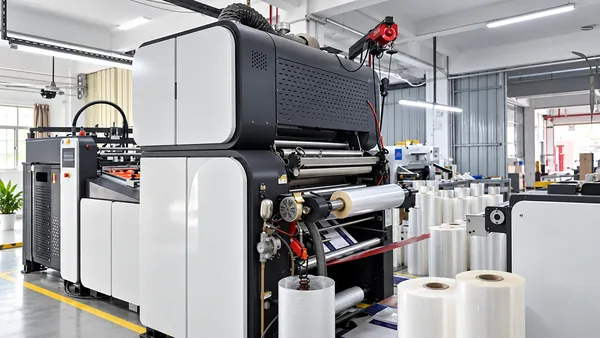 Automatic laminating machine with rolls of film