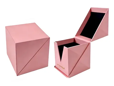 Pink Cube Box with Diagonal Opening by Xinhua Pack Legend