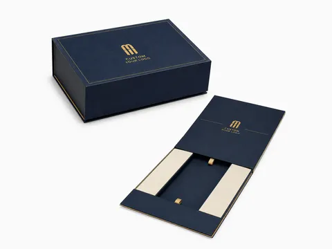 Navy Foldable Box with Gold Border by Xinhua Pack Legend