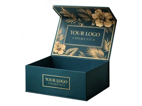 Teal Flip-Top Box with Gold Floral Print by Xinhua Pack Legend