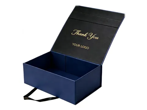 Navy Foldable Box with Ribbon Pull by Xinhua Pack Legend