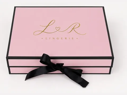 Pink Flip-Top Box with Black Bow by Xinhua Pack Legend