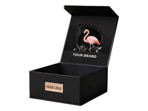 Black Square Box with Flamingo Artwork by Xinhua Pack Legend