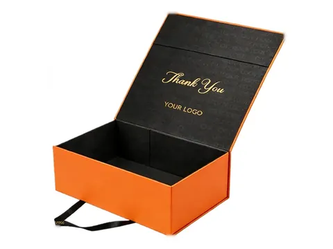 Orange Foldable Gift Box with Black Interior by Xinhua Pack Legend
