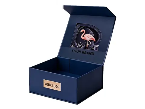 Navy Flip-Top Box with Flamingo Artwork by Xinhua Pack Legend