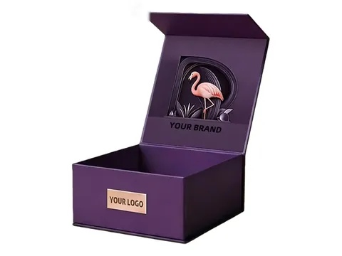 Purple Square Box with Flamingo Artwork by Xinhua Pack Legend