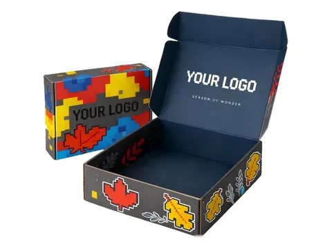 Navy Mailer Box with Pixel Leaf Print by Xinhua Pack Legend