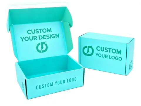 Aqua Mailer Box with Teal Logo Print by Xinhua Pack Legend