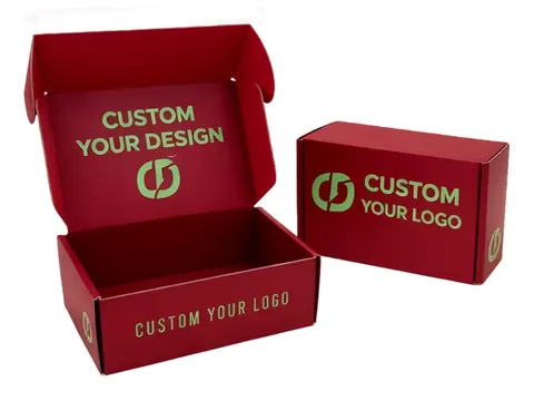 Red Mailer Box with Green Logo Print by Xinhua Pack Legend