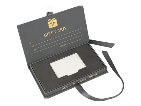 Grey Gift Card Box with Ribbon Pull by Xinhua Pack Legend