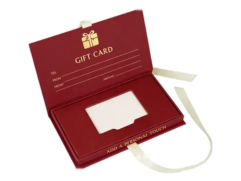Burgundy Gift Card Box with Ribbon Pull by Xinhua Pack Legend