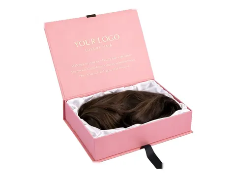 Pink Wig Box with White Satin Lining by Xinhua Pack Legend