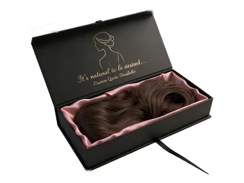 Black Wig Box with Pink Satin Lining by Xinhua Pack Legend