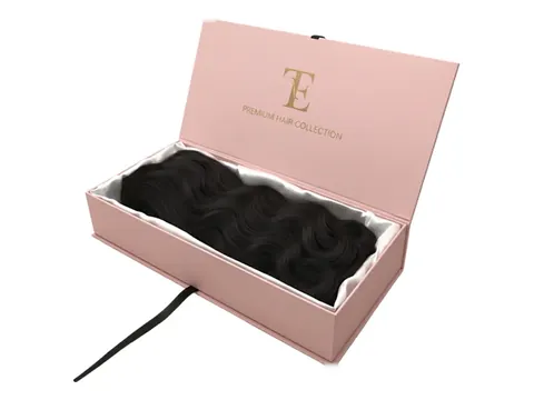 Light Pink Hair Box with Gold Logo by Xinhua Pack Legend