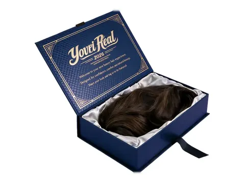 Navy Hair Box with Gold Script Logo by Xinhua Pack Legend