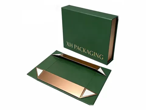 Green Foldable Box with Rose Gold Interior by Xinhua Pack Legend