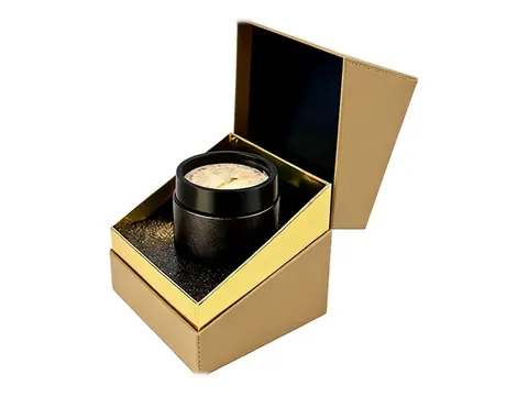 Gold Square Box with Black Candle Jar by Xinhua Pack Legend