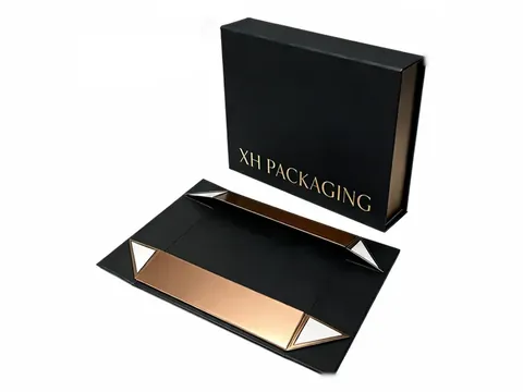 Black Foldable Magnetic Box with Copper Lining by Xinhua Pack Legend