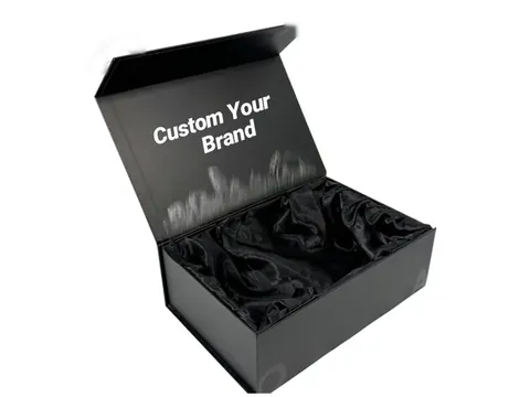 Black Flip-Top Box with Black Satin Lining by Xinhua Pack Legend