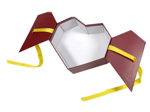 Burgundy Heart Box with Ribbon Ties by Xinhua Pack Legend