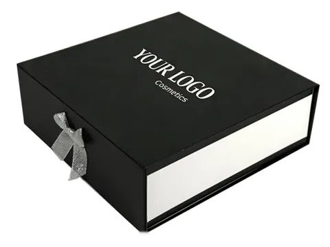 Black Drawer Box with Silver Ribbon Pull by Xinhua Pack Legend