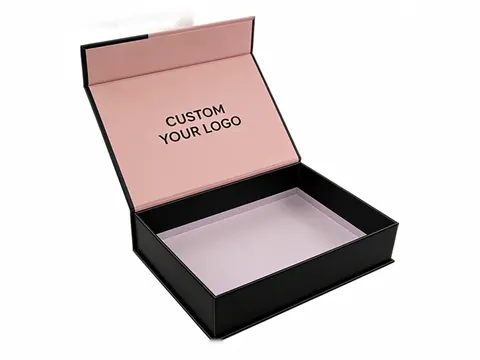 Black Flip-Top Box with Pink Interior by Xinhua Pack Legend