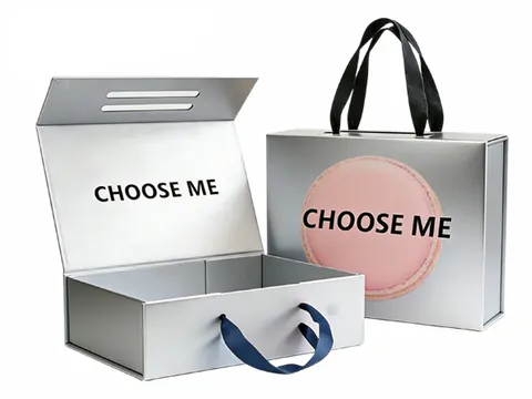 Silver Flip-Top Box with Matching Bag by Xinhua Pack Legend
