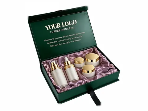 Green Skincare Gift Box with Lilac Satin by Xinhua Pack Legend