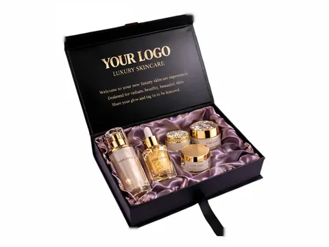 Black Skincare Gift Box with Lilac Satin by Xinhua Pack Legend