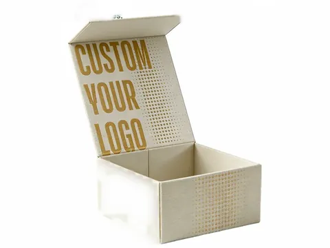 Cream Square Box with Gold Dot Print by Xinhua Pack Legend