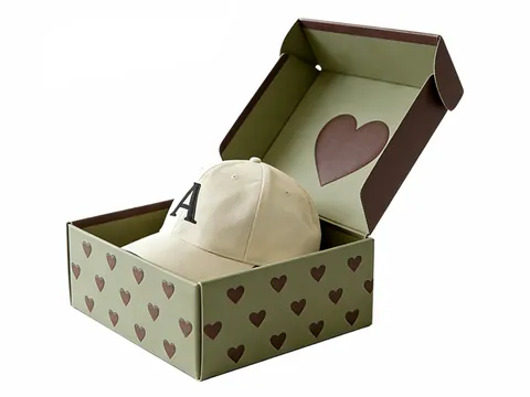 Sage Mailer Box with Brown Heart Print by Xinhua Pack Legend