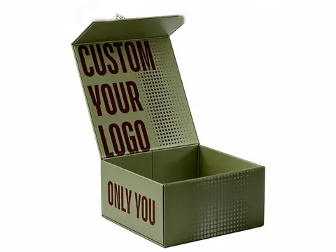 Olive Square Flip-Top Box with Bold Print by Xinhua Pack Legend