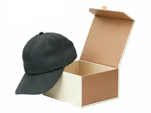 Cream and Tan Flip-Top Cap Box by Xinhua Pack Legend