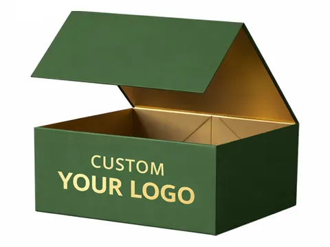 Green Flip-Top Box with Gold Interior by Xinhua Pack Legend