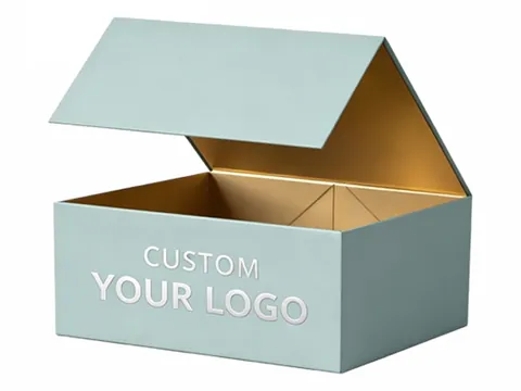Pale Blue Foldable Box with Gold Interior by Xinhua Pack Legend