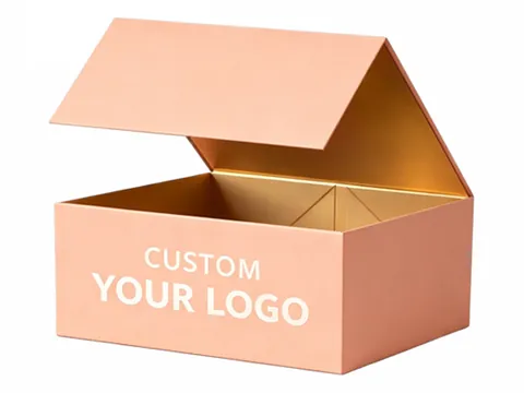 Peach Foldable Box with Gold Interior by Xinhua Pack Legend