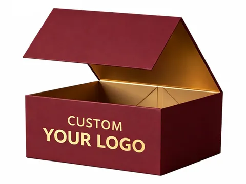 Burgundy Foldable Box with Gold Interior by Xinhua Pack Legend