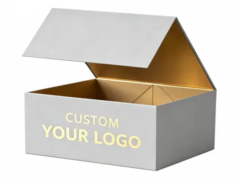 Light Grey Foldable Box with Gold Interior by Xinhua Pack Legend