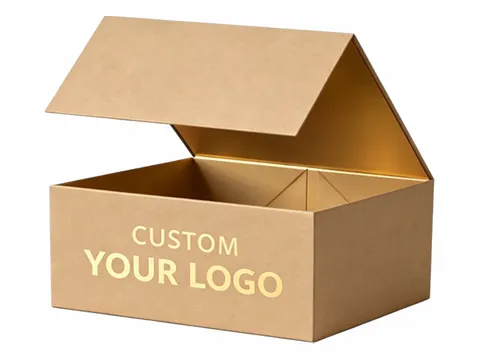 Kraft Foldable Box with Gold Interior by Xinhua Pack Legend