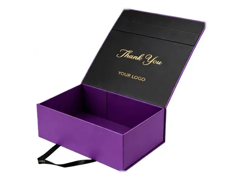 Purple Foldable Box with Ribbon Pull by Xinhua Pack Legend