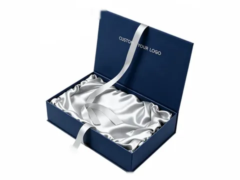 Navy Flip-Top Box with White Satin by Xinhua Pack Legend