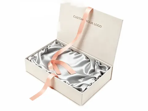 White Flip-Top Box with Silver Satin by Xinhua Pack Legend