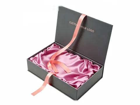 Charcoal Flip-Top Box with Pink Satin by Xinhua Pack Legend