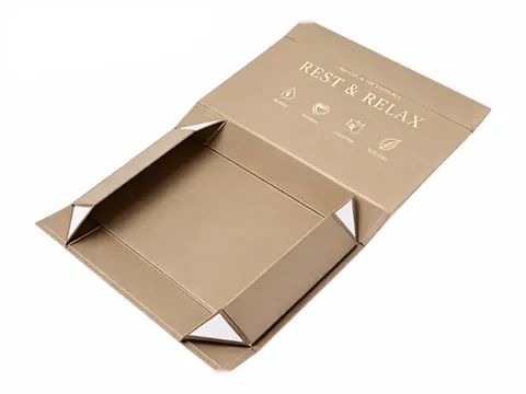Beige Foldable Gift Box with Gold Print by Xinhua Pack Legend