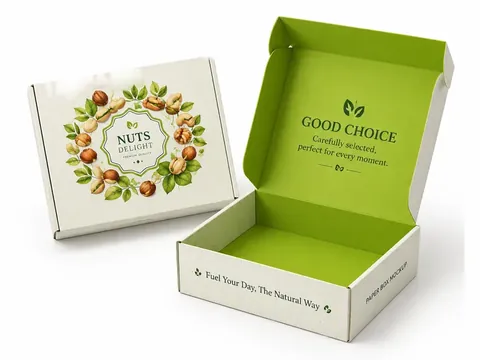 Nut Print Mailer Box with Green Interior by Xinhua Pack Legend