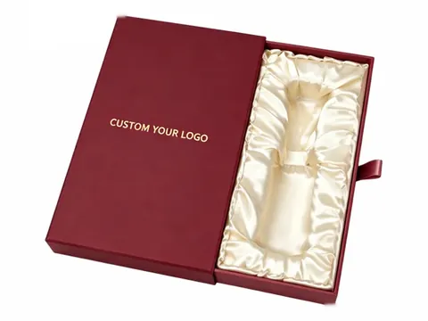 Burgundy Drawer Box with Cream Satin by Xinhua Pack Legend