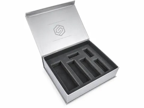 Silver Flip-Top Box with Six-Slot Foam by Xinhua Pack Legend