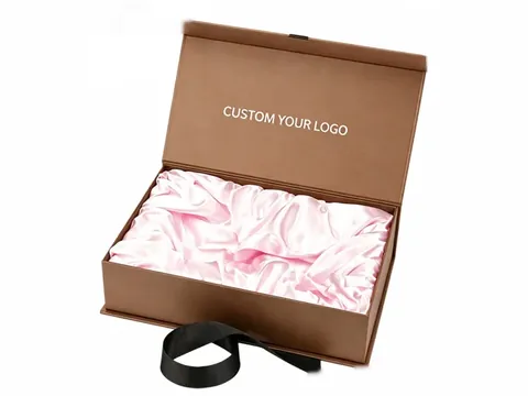 Brown Flip-Top Box with Pink Satin by Xinhua Pack Legend