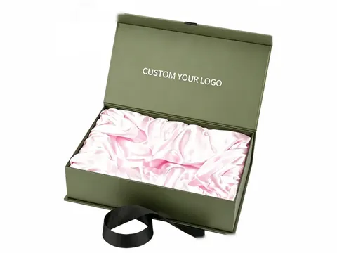 Olive Green Flip-Top Box with Pink Satin by Xinhua Pack Legend