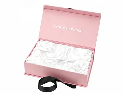 Pink Flip-Top Box with White Satin by Xinhua Pack Legend